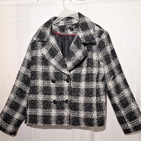 Vintage Checkered Pea Coat, East 5th brand, Sz 16, NWOT - Picture 9 of 13